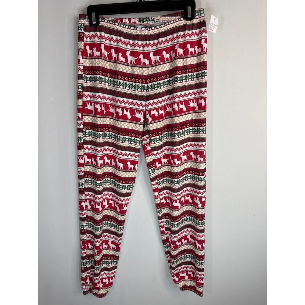 Christmas Theme Pull On Ribbed Loungewear Pajama Pants Women's Small NWOT